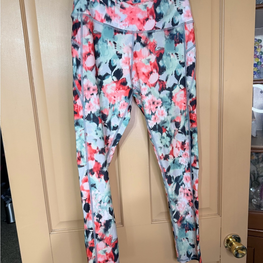 Aerie Floral Print Leggings - Red,‎ Pink, Green